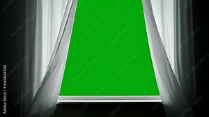 White sheer curtains and green screen window background for compositing Stock Video