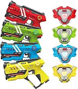 VATOS Laser Tag Guns - 4 Gun 4 Vest Multiplayer Game Set - Indoor Outdoor Battle Games for Kids & Adults
