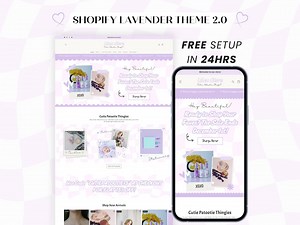 Lilac Shopify Theme, Playful Website Template for Small Business, Cute Ecommerce Store Design With Editable Canva Web Banners, Logo, OS 2.0 - Etsy