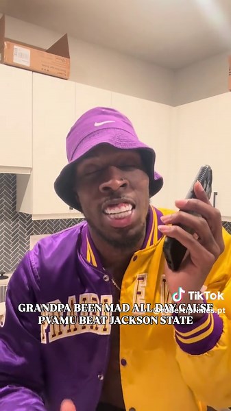 PVAMU SWAC Champs 💜💛 🐾🏆 & my grandpa still in denial 😭 #PVAMU #SWACChamps #HBCUPride #FamilyComedy #GrandpaHumor
