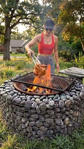How to Build a Cheap Backyard Fire Pit in Minutes! Build DIY BBQ #bbq #shorts