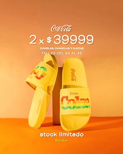 260K views · 1K reactions | Nuevo ingreso  Ojotas, chanclas y chinelas Coca-Cola 充 2x$39999 謁 Talles del 34 al 45. ¡STOCK LIMITADO!  Horario de corrido de 10 a 21hs.  Intendente Ramón Bautista Mestre 1100, al lado de la Plaza de la Música.  Efectivo, debito, QR (con dinero en cuenta) ó crédito ⚠️ Locales físicos: NO tenemos WhatsApp / NO recibimos transferencias  Estacionamiento gratuito ❄️ Ambiente climatizado. | Outlet Alvear | Facebook