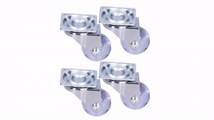 1.7" Caster Wheels Set of 4, Heavy Duty Casters with Brake, No Noise Locking Casters with Polyurethane (PU) Wheels, Swivel Plate Castors Pack of 4, Casters