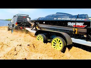 RC Cars Transportation Boat Through Sand by Trailer to the Water - Wilimovich
