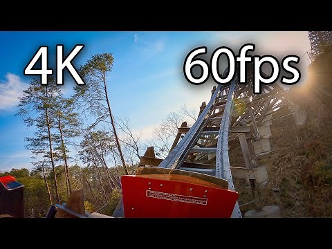 Lightning Rod (steel track) front seat on-ride 4K POV @60fps Dollywood