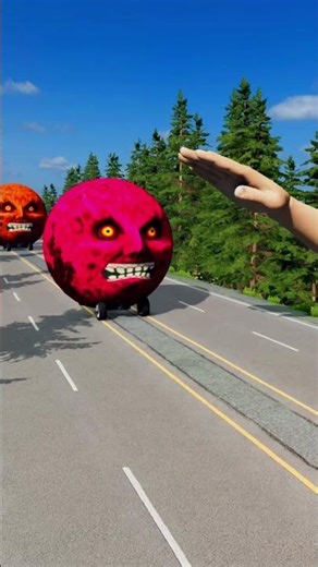 Cars & School Bus vs Giant Pit Bollards Crash #1 BeamNG Drive