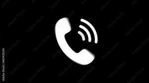 Incoming call icon animation Black And White . Alpha channel, transparent background. 4K resolution