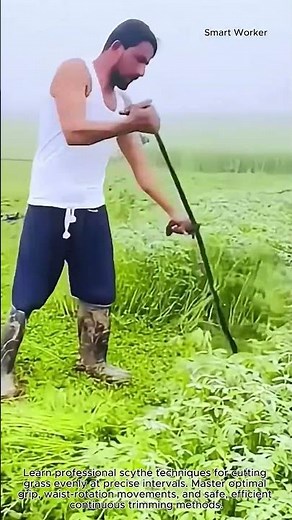 How to Cut Grass Efficiently with a Scythe #worker #process #technique #agriculture #maintenance