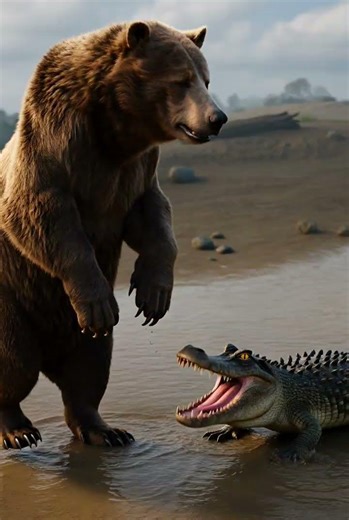 Alligator vs Grizzly bear size comparison #alligator #grizzlies #bear