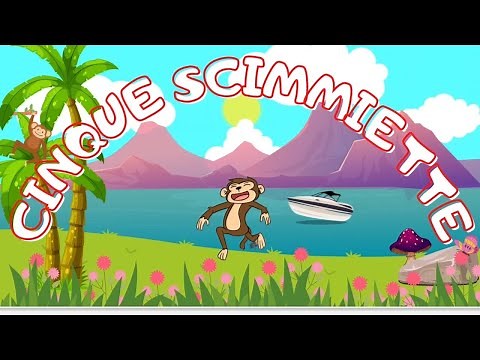 Cinque Scimmiette che Saltano con Testo - Canzoni per Bambini e Bimbi Piccoli