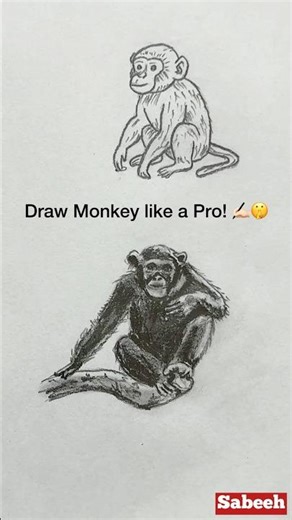 Draw Monkey like a Pro #art #shorts #drawing #sketch #monkey #viral #trending #youtubeshorts #draw