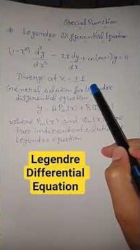 Legendre Differential Equation || Mathematical Physics #csirnet #physics #specialfunction