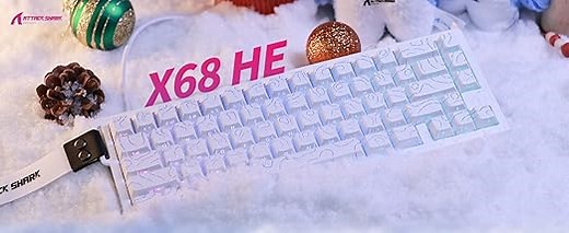 ATTACK SHARK X68 HE 8000Hz Rapid Trigger-Tastatur, 0,01mm RT-Genauigkeit, Kabelgebundene RGB 60% Gaming-Tastatur mit Magnetic Switches, Einstellbare Betätigung, Snap Tap, für PC/Mac, Rosa Konturen