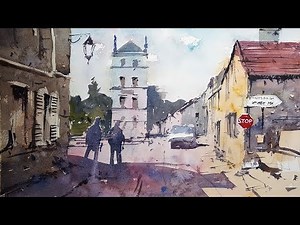 How to paint a French Village scene - Watercolor Demonstration by Tim Wilmot #31