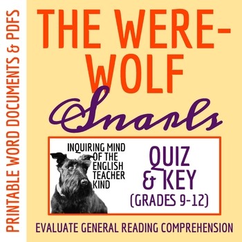 "The Werewolf Snarls" Quiz | Halloween Short Story with Comprehension Questions