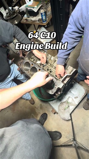 64 C10 Engine Build #classiccar #hotrod #squarebody #c10 #chevy