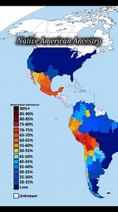 This map shows the distribution of Native American ancestry across the Americas 🗺️ Rather than being uniform, Native American admixture varies dramatically by region, shaped by pre-Columbian population density, colonization patterns, and later migration. 👇 Here’s how to read it. 🧭 HIGHEST LEVELS The strongest Native American ancestry is found in: • Mesoamerica (Mexico, Guatemala) • The Andean region (Peru, Bolivia, Ecuador) • Parts of Central America These areas supported large, continuous In