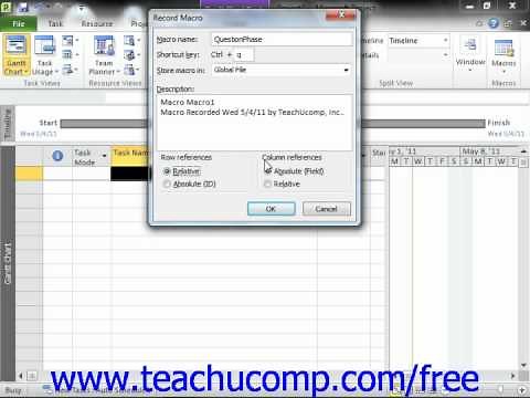 Project 2010 Tutorial Making Macros Microsoft Training Lesson 11.2