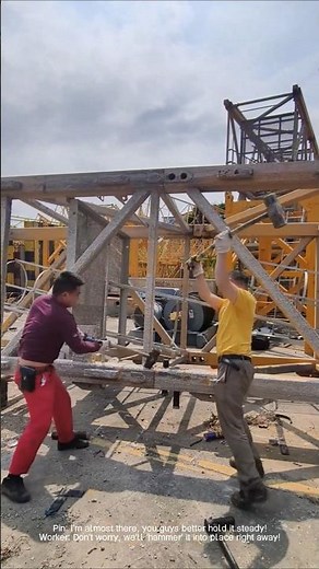 Tower crane frame pin installation process