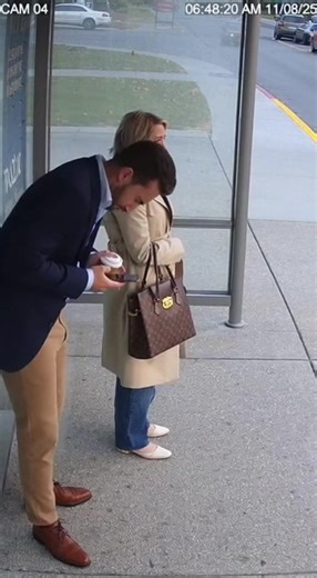 A man waiting at a bus stop sneezes so violently that his coffee explodes all over a stranger's bag standing next to him. Both freeze and stare at each other in complete shock before the awkward realization sets in. | Caughtoncamai | Facebook