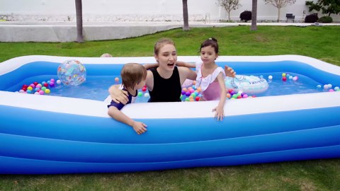 Extra Large Inflatable Pool for Family, 180'' x 76'' x 22'' Full-Sized Blow Up Pool for Adults, Oversized Thickened Inflatable Swimming Pool for Summer Water Party Backyard Garden Lawn