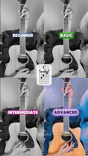 4 levels of Playing the C Major Chord #guitarchords #Cmajorchord #guitario