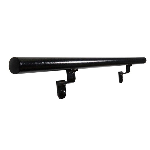 Check The Home Depot's Q&A Before Buying: EZ Handrail 4 ft. Textured Black Aluminum Round Straight Handrail Kit