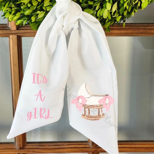 It’s a Girl Wreath Sash, Baby Announcement Decor, Hospital Door Sash, Pink Bassinet Design - Etsy