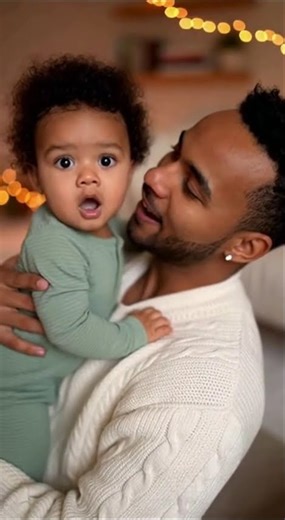 In a quiet moment, dad whispers "boo" in baby's ear, capturing their frightened yet adorable reac...
