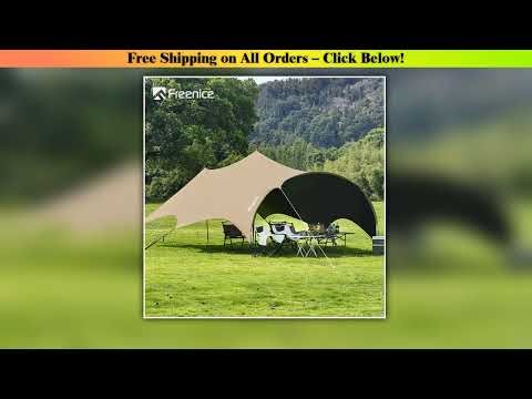 Freenice Camping Tent Picnic Black Vinyl Canopy Rainproof and UV Protection Large Space Awning