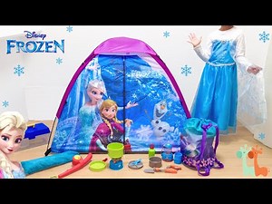 Disney Frozen Elsa Pretend Play Camp Set : Play Tent and Camping Gear Tools Toy
