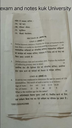 business statistics 1 bba 1st year June 2024 kuk University