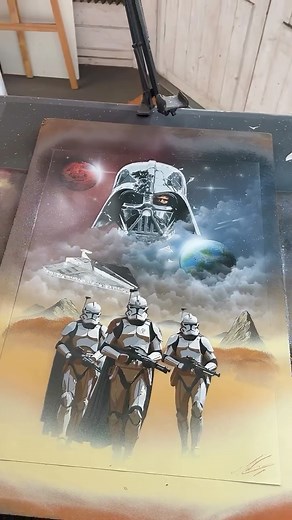 One of my favourite paintings in 2025! #starwars #spraypaint #darthvader #customart #thedarkside | Tomwellywells