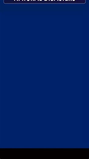 NATURAL DISASTERS Natural disasters are sudden and extreme natural events that cause great damage to life, property, and the environment. They are usually triggered by natural processes of the Earth such as atmospheric, geological, or hydrological phenomena. TYPES OF NATURAL DISASTERS 1. GEOLOGICAL DISASTERS > EARTHQUAKES – Sudden shaking of the ground due to movement along faults. > VOLCANIC ERUPTIONS – Explosion of magma, gases, and ash from beneath the Earth’s crust. > LANDSLIDES – Downward m