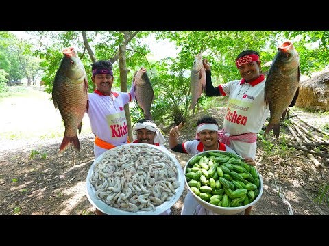 Bengali famous Potol Chingri & Katla macher Kalia cooking for village people | villfood Kitchen