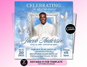 Memorial Funeral Announcement Flyer, Celebration of Life Flyer, Rest in Peace Flyer, Funeral Flyer Template - Etsy