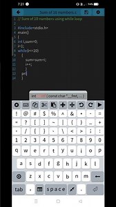 Sum of 10 numbers using while loop in C language..#sum #number #c #language #coding