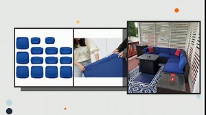 JSUN7 Patio Cushion Covers Replacement - 14 Piece Outdoor Cushions Covers for Patio Furniture 6-Seater Wicker Conversation Set, Washable Outdoor Cushion Slipcovers with Zipper, Dark Blue