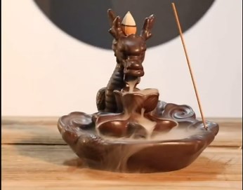 Dragon Incense Waterfall Burner Ceramic Backflow Incense Holder Set with Incense Cones and Incense Sticks, Dragon Ornament for Home Décor