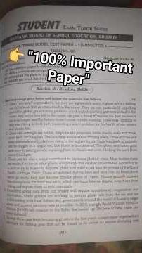Haryana Board 12th English Sample Paper 2026 |Reading Skills + Full Paper#boardexam#hbse#englishtips