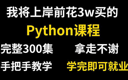 成功上岸！将自己进大厂前花3w买的Python全套教程，完整300集，现在拿出来分享给大家！拿走不谢！从入门到精通 学完即可就业!