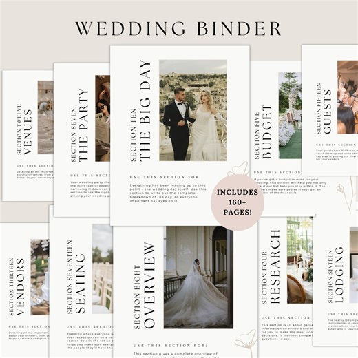 Wedding Planner Binder, 160  Pages, Customizable Canva Template Day of Binder Planning (digital Download) - Etsy Canada