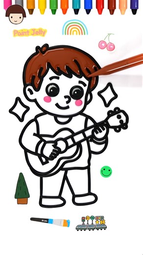 Learn Colors with musical instrument | Guitar 🎸 Easy Drawing For Kids #guitar