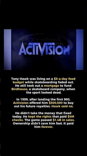Tony Hawk Rejected $50M Video Game Deal—Kept Royalties That Made Him Richer