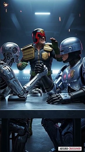 Terminator vs Robocop: The arm wrestling contest #terminator #robocop #crossover #armwrestling