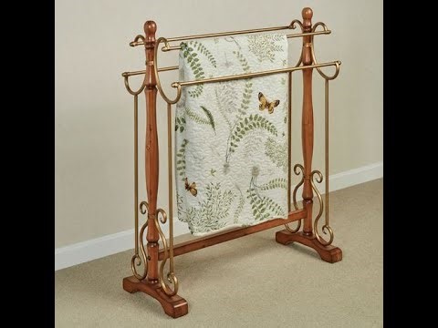 Alexandra Traditional Exclusive Standing Quilt Blanket Rack with Wood and Metal Frame