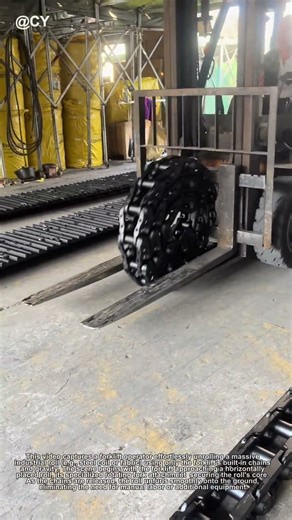 "Smart Forklift Hack: How to Unroll Heavy Rolls with Chains 🌟↓ (Zero Tools Needed!)"