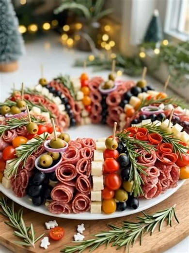 🎄 Gourmet Christmas Charcuterie Wreath 🧀 #CharcuterieWreath #HolidayAppetizer #GrazingWreath #ChristmasShowstopper | Recipes By Amelia