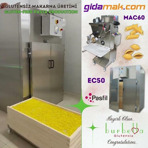 Vakumlu Glutensiz Makarna Makinesi ve Makarna Kurutucu - Vacuum Gluten-Free Pasta Machine and Dryer