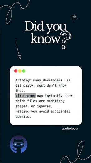 Stop Making Accidental Commits! #didyouknow #git #github #gitplayer